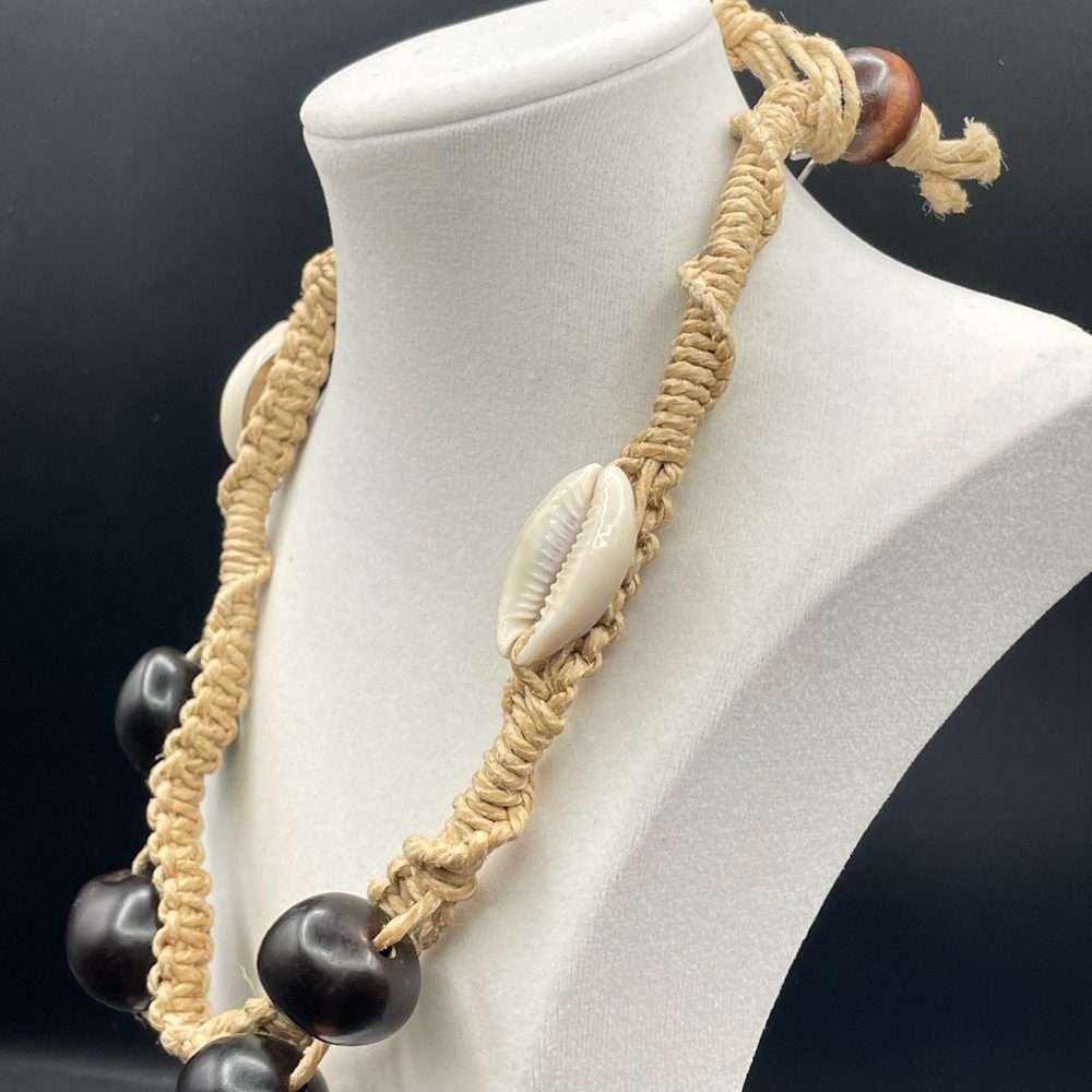 Vintage Handmade Womens Black Mother Of Pearl‎ & Shell Fashion Pendant Necklace - Picture 11 of 14